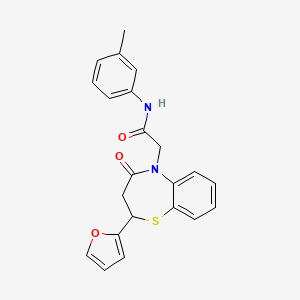 molecular formula C22H20N2O3S B2650874 2-(2-(furan-2-yl)-4-oxo-3,4-dihydrobenzo[b][1,4]thiazepin-5(2H)-yl)-N-(m-tolyl)acetamide CAS No. 863004-77-7