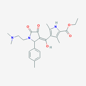 molecular formula C25H31N3O5 B265088 ethyl 4-{[1-[2-(dimethylamino)ethyl]-4-hydroxy-2-(4-methylphenyl)-5-oxo-2,5-dihydro-1H-pyrrol-3-yl]carbonyl}-3,5-dimethyl-1H-pyrrole-2-carboxylate 