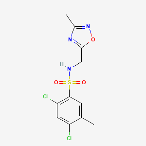 molecular formula C11H11Cl2N3O3S B2650881 2,4-dichloro-5-methyl-N-((3-methyl-1,2,4-oxadiazol-5-yl)methyl)benzenesulfonamide CAS No. 1235001-20-3