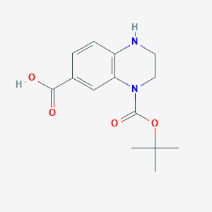 molecular formula C14H18N2O4 B2650886 4-[(Tert-butoxy)carbonyl]-1,2,3,4-tetrahydroquinoxaline-6-carboxylic acid CAS No. 1185051-01-7