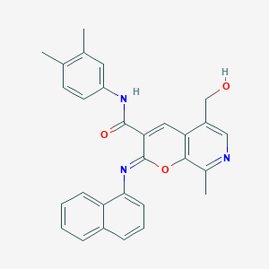 molecular formula C29H25N3O3 B2650887 N-(3,4-dimethylphenyl)-5-(hydroxymethyl)-8-methyl-2-naphthalen-1-yliminopyrano[2,3-c]pyridine-3-carboxamide CAS No. 865657-29-0