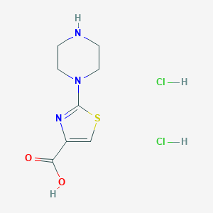 molecular formula C8H13Cl2N3O2S B2650889 2-(哌嗪-1-基)-1,3-噻唑-4-羧酸二盐酸盐 CAS No. 2138098-59-4