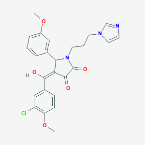 molecular formula C25H24ClN3O5 B265089 4-(3-chloro-4-methoxybenzoyl)-3-hydroxy-1-[3-(1H-imidazol-1-yl)propyl]-5-(3-methoxyphenyl)-1,5-dihydro-2H-pyrrol-2-one 