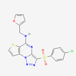 molecular formula C18H12ClN5O3S2 B2650893 3-((4-chlorophenyl)sulfonyl)-N-(furan-2-ylmethyl)thieno[2,3-e][1,2,3]triazolo[1,5-a]pyrimidin-5-amine CAS No. 892736-64-0