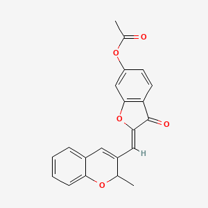 molecular formula C21H16O5 B2650894 (Z)-2-((2-methyl-2H-chromen-3-yl)methylene)-3-oxo-2,3-dihydrobenzofuran-6-yl acetate CAS No. 859665-75-1