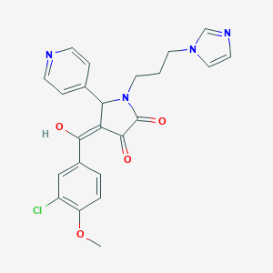 molecular formula C23H21ClN4O4 B265090 4-(3-chloro-4-methoxybenzoyl)-3-hydroxy-1-[3-(1H-imidazol-1-yl)propyl]-5-(4-pyridinyl)-1,5-dihydro-2H-pyrrol-2-one 