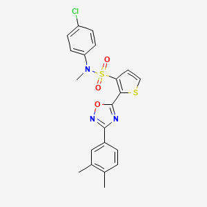 molecular formula C21H18ClN3O3S2 B2650903 N-(4-氯苯基)-2-[3-(3,4-二甲苯基)-1,2,4-恶二唑-5-基]-N-甲基噻吩-3-磺酰胺 CAS No. 1207049-54-4