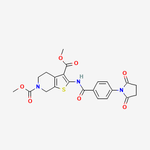 molecular formula C22H21N3O7S B2650907 2-(4-(2,5-二氧代吡咯烷-1-基)苯甲酰氨基)-4,5-二氢噻吩并[2,3-c]吡啶-3,6(7H)-二羧酸二甲酯 CAS No. 886939-16-8