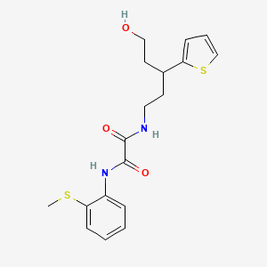 B2650910 N1-(5-hydroxy-3-(thiophen-2-yl)pentyl)-N2-(2-(methylthio)phenyl)oxalamide CAS No. 2034510-79-5