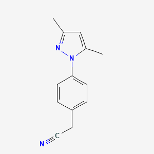 molecular formula C13H13N3 B2650926 2-[4-(3,5-dimethyl-1H-pyrazol-1-yl)phenyl]acetonitrile CAS No. 956986-59-7