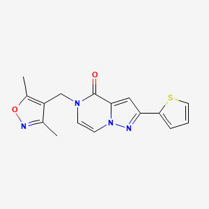 molecular formula C16H14N4O2S B2650930 5-((3,5-二甲基异恶唑-4-基)甲基)-2-(噻吩-2-基)吡唑并[1,5-a]哒嗪-4(5H)-酮 CAS No. 2319840-54-3