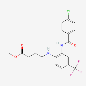 molecular formula C19H18ClF3N2O3 B2650937 Methyl 4-[2-[(4-chlorobenzoyl)amino]-4-(trifluoromethyl)anilino]butanoate CAS No. 339101-69-8