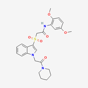 molecular formula C25H29N3O6S B2650941 N-(2,5-dimethoxyphenyl)-2-((1-(2-oxo-2-(piperidin-1-yl)ethyl)-1H-indol-3-yl)sulfonyl)acetamide CAS No. 878057-09-1