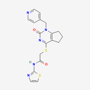 molecular formula C18H17N5O2S2 B2650945 2-((2-氧代-1-(吡啶-4-基甲基)-2,5,6,7-四氢-1H-环戊[d]嘧啶-4-基)硫代)-N-(噻唑-2-基)乙酰胺 CAS No. 933204-87-6