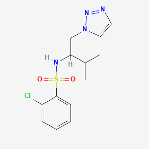 molecular formula C13H17ClN4O2S B2650946 2-chloro-N-(3-methyl-1-(1H-1,2,3-triazol-1-yl)butan-2-yl)benzenesulfonamide CAS No. 2034307-62-3