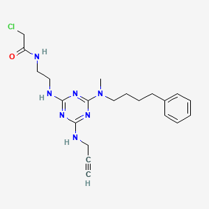 molecular formula C21H28ClN7O B2650950 2-Chloro-N-[2-[[4-[methyl(4-phenylbutyl)amino]-6-(prop-2-ynylamino)-1,3,5-triazin-2-yl]amino]ethyl]acetamide CAS No. 2226201-97-2