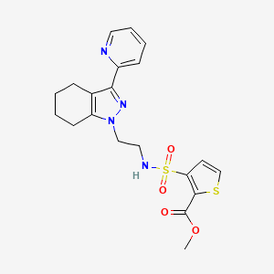 molecular formula C20H22N4O4S2 B2650951 3-(N-(2-(3-(吡啶-2-基)-4,5,6,7-四氢-1H-吲唑-1-基)乙基)磺酰胺基)噻吩-2-甲酸甲酯 CAS No. 1797715-79-7