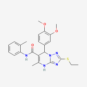 molecular formula C24H27N5O3S B2650955 7-(3,4-dimethoxyphenyl)-2-(ethylthio)-5-methyl-N-(2-methylphenyl)-4,7-dihydro[1,2,4]triazolo[1,5-a]pyrimidine-6-carboxamide CAS No. 1021209-37-9