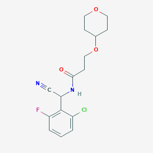 molecular formula C16H18ClFN2O3 B2650957 N-[(2-chloro-6-fluorophenyl)(cyano)methyl]-3-(oxan-4-yloxy)propanamide CAS No. 1797287-92-3