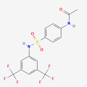 molecular formula C16H12F6N2O3S B2650960 N-(4-(((3,5-Bis(trifluoromethyl)phenyl)amino)sulfonyl)phenyl)ethanamide CAS No. 339-38-8