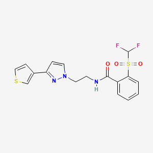 molecular formula C17H15F2N3O3S2 B2650963 2-((difluoromethyl)sulfonyl)-N-(2-(3-(thiophen-3-yl)-1H-pyrazol-1-yl)ethyl)benzamide CAS No. 2034282-99-8
