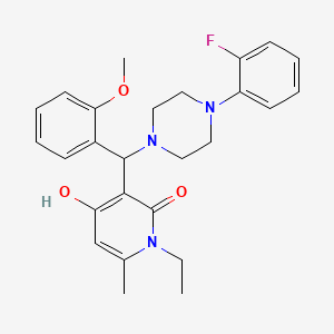 molecular formula C26H30FN3O3 B2650967 1-乙基-3-((4-(2-氟苯基)哌嗪-1-基)(2-甲氧基苯基)甲基)-4-羟基-6-甲基吡啶-2(1H)-酮 CAS No. 939239-44-8