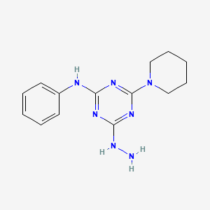 molecular formula C14H19N7 B2650970 4-hydrazinyl-N-phenyl-6-(piperidin-1-yl)-1,3,5-triazin-2-amine CAS No. 302955-73-3