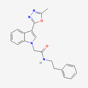 molecular formula C21H20N4O2 B2650983 2-(3-(5-甲基-1,3,4-恶二唑-2-基)-1H-吲哚-1-基)-N-苯乙酰胺 CAS No. 1021037-69-3