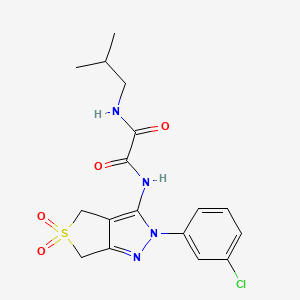 molecular formula C17H19ClN4O4S B2650985 N1-(2-(3-chlorophenyl)-5,5-dioxido-4,6-dihydro-2H-thieno[3,4-c]pyrazol-3-yl)-N2-isobutyloxalamide CAS No. 899734-02-2