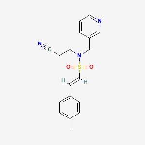 molecular formula C18H19N3O2S B2650996 (E)-N-(2-cyanoethyl)-2-(4-methylphenyl)-N-(pyridin-3-ylmethyl)ethenesulfonamide CAS No. 1241689-39-3