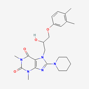 molecular formula C23H31N5O4 B2650997 7-(3-(3,4-dimethylphenoxy)-2-hydroxypropyl)-1,3-dimethyl-8-(piperidin-1-yl)-1H-purine-2,6(3H,7H)-dione CAS No. 879072-34-1