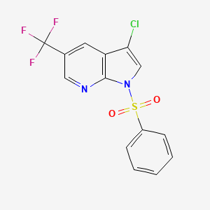 molecular formula C14H8ClF3N2O2S B2650999 1-(benzenesulfonyl)-3-chloro-5-(trifluoromethyl)-1H-pyrrolo[2,3-b]pyridine CAS No. 2061249-01-0