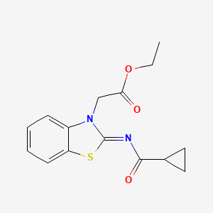 (Z)-ethyl 2-(2-((cyclopropanecarbonyl)imino)benzo[d]thiazol-3(2H)-yl)acetate