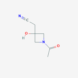 molecular formula C7H10N2O2 B2651020 2-(1-Acetyl-3-hydroxyazetidin-3-yl)acetonitrile CAS No. 1849227-94-6