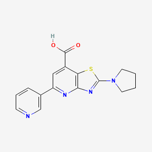 molecular formula C16H14N4O2S B2651027 5-(Pyridin-3-yl)-2-(pyrrolidin-1-yl)-[1,3]thiazolo[4,5-b]pyridine-7-carboxylic acid CAS No. 929975-72-4