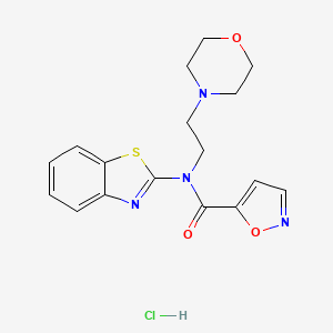 molecular formula C17H19ClN4O3S B2651043 N-(benzo[d]thiazol-2-yl)-N-(2-morpholinoethyl)isoxazole-5-carboxamide hydrochloride CAS No. 1185041-85-3