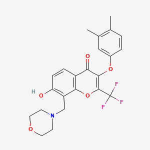molecular formula C23H22F3NO5 B2651050 3-(3,4-Dimethylphenoxy)-7-hydroxy-8-(morpholin-4-ylmethyl)-2-(trifluoromethyl)chromen-4-one CAS No. 685861-28-3