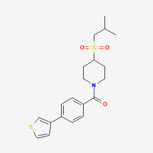 molecular formula C20H25NO3S2 B2651052 (4-(Isobutylsulfonyl)piperidin-1-yl)(4-(thiophen-3-yl)phenyl)methanone CAS No. 1797341-19-5