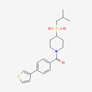 molecular formula C20H25NO3S2 B2651052 (4-(异丁磺酰)哌啶-1-基)(4-(噻吩-3-基)苯基)甲苯酮 CAS No. 1797341-19-5