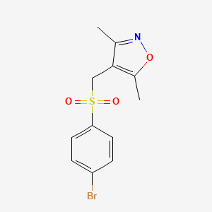 molecular formula C12H12BrNO3S B2651055 4-{[(4-Bromophenyl)sulfonyl]methyl}-3,5-dimethylisoxazole CAS No. 303985-12-8