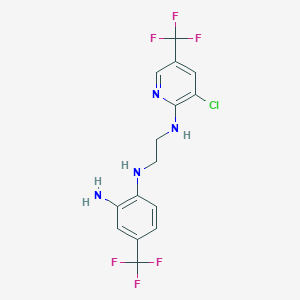 molecular formula C15H13ClF6N4 B2651056 1-[3-氯-5-(三氟甲基)吡啶-2-基氨基]-2-[2-氨基-4-(三氟甲基)苯胺]乙烷 CAS No. 478262-14-5