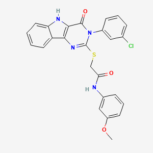molecular formula C25H19ClN4O3S B2651058 2-[[3-(3-chlorophenyl)-4-oxo-5H-pyrimido[5,4-b]indol-2-yl]sulfanyl]-N-(3-methoxyphenyl)acetamide CAS No. 536713-46-9
