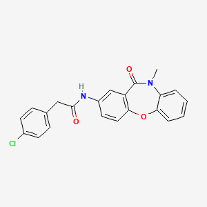 molecular formula C22H17ClN2O3 B2651059 2-(4-chlorophenyl)-N-(10-methyl-11-oxo-10,11-dihydrodibenzo[b,f][1,4]oxazepin-2-yl)acetamide CAS No. 922131-64-4