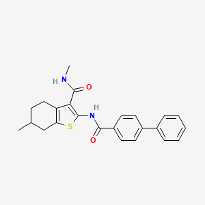 molecular formula C24H24N2O2S B2651062 2-([1,1'-联苯]-4-基甲酰胺)-N,6-二甲基-4,5,6,7-四氢苯并[b]噻吩-3-甲酰胺 CAS No. 921110-21-6