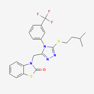 molecular formula C22H21F3N4OS2 B2651065 3-((5-(isopentylthio)-4-(3-(trifluoromethyl)phenyl)-4H-1,2,4-triazol-3-yl)methyl)benzo[d]thiazol-2(3H)-one CAS No. 847403-71-8