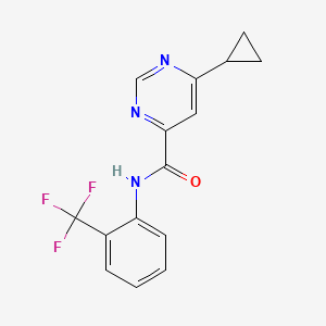 molecular formula C15H12F3N3O B2651068 6-Cyclopropyl-N-[2-(trifluoromethyl)phenyl]pyrimidine-4-carboxamide CAS No. 2380094-62-0