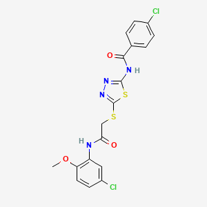 4-chloro-N-(5-((2-((5-chloro-2-methoxyphenyl)amino)-2-oxoethyl)thio)-1,3,4-thiadiazol-2-yl)benzamide