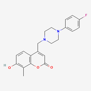 molecular formula C21H21FN2O3 B2651075 4-[[4-(4-氟苯基)哌嗪-1-基]甲基]-7-羟基-8-甲基色满-2-酮 CAS No. 859864-56-5