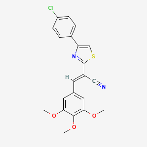 molecular formula C21H17ClN2O3S B2651086 (2E)-2-[4-(4-chlorophenyl)-1,3-thiazol-2-yl]-3-(3,4,5-trimethoxyphenyl)prop-2-enenitrile CAS No. 683250-68-2