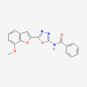 molecular formula C18H13N3O4 B2651097 N-(5-(7-甲氧基苯并呋喃-2-基)-1,3,4-恶二唑-2-基)苯甲酰胺 CAS No. 921991-05-1